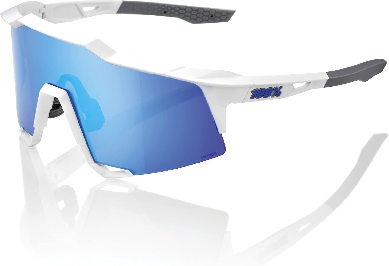 100% SPEEDCRAFT Blue ミラーレンズ 100% Speedcraft Sport Performance Cycling Sunglasses (Matte White